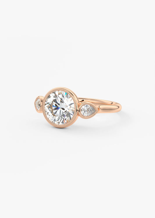 Round Three Stone Lab Grown Diamond Engagement Ring