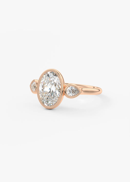 Oval Three Stone Lab Grown Diamond Engagement Ring