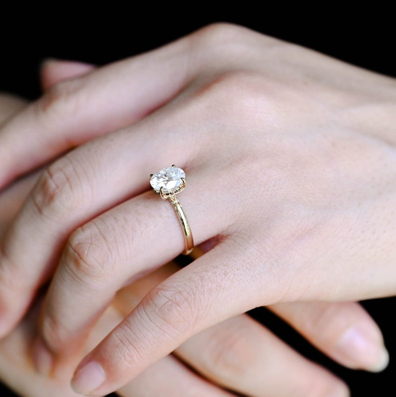 Stunning 1.0 - 2.0 CT Oval Moissanite Engagement Ring with Hidden Halo Design 6