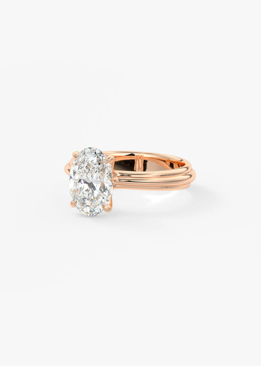 Oval Solitaire Triple Shank Lab Grown Diamond Engagement Ring
