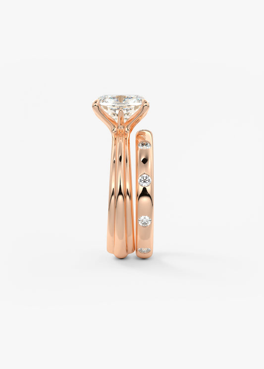 Cushion Solitaire Triple Shank Lab Grown Diamond Engagement Ring