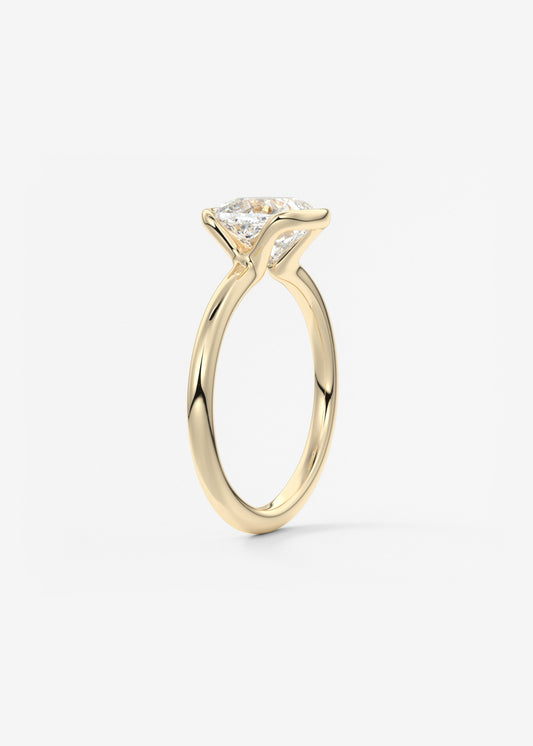 Cushion Half Bezel Lab Grown Diamond Engagement Ring