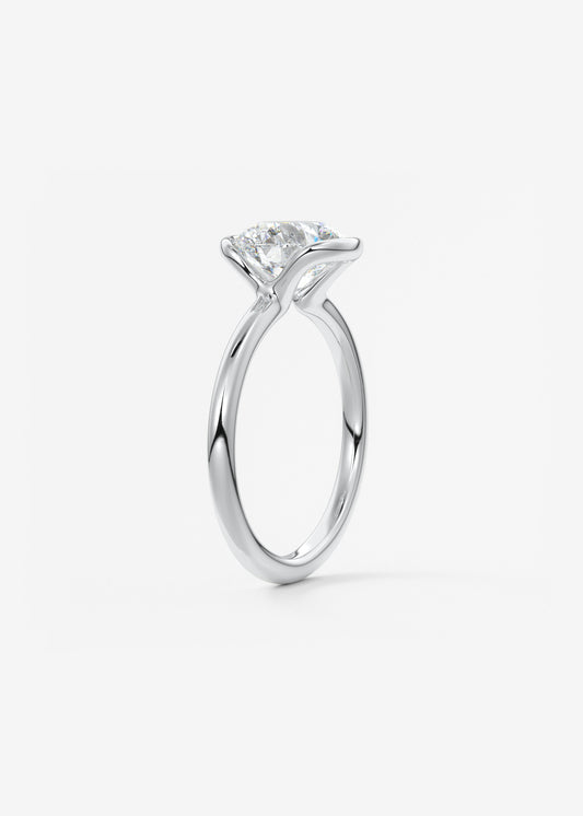 Round Half Bezel Lab Grown Diamond Engagement Ring