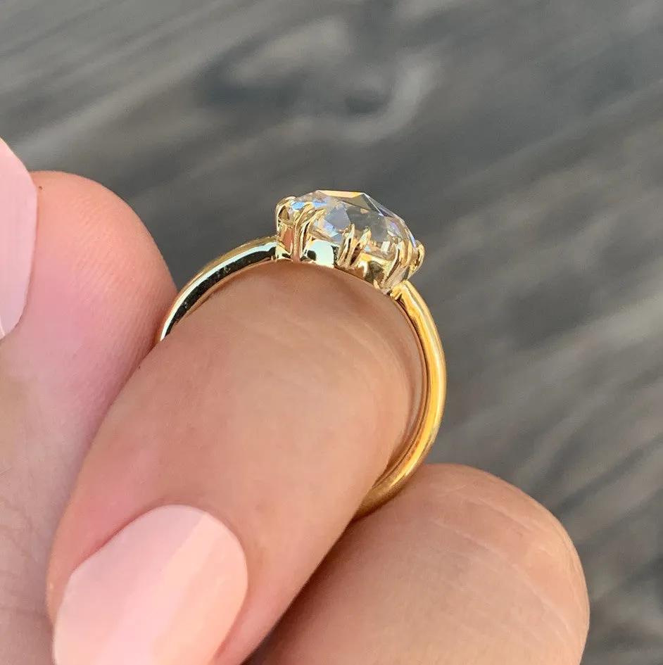 1.47 CT Round Rose Cut Solitaire Double Prong Moissanite Engagement Ring