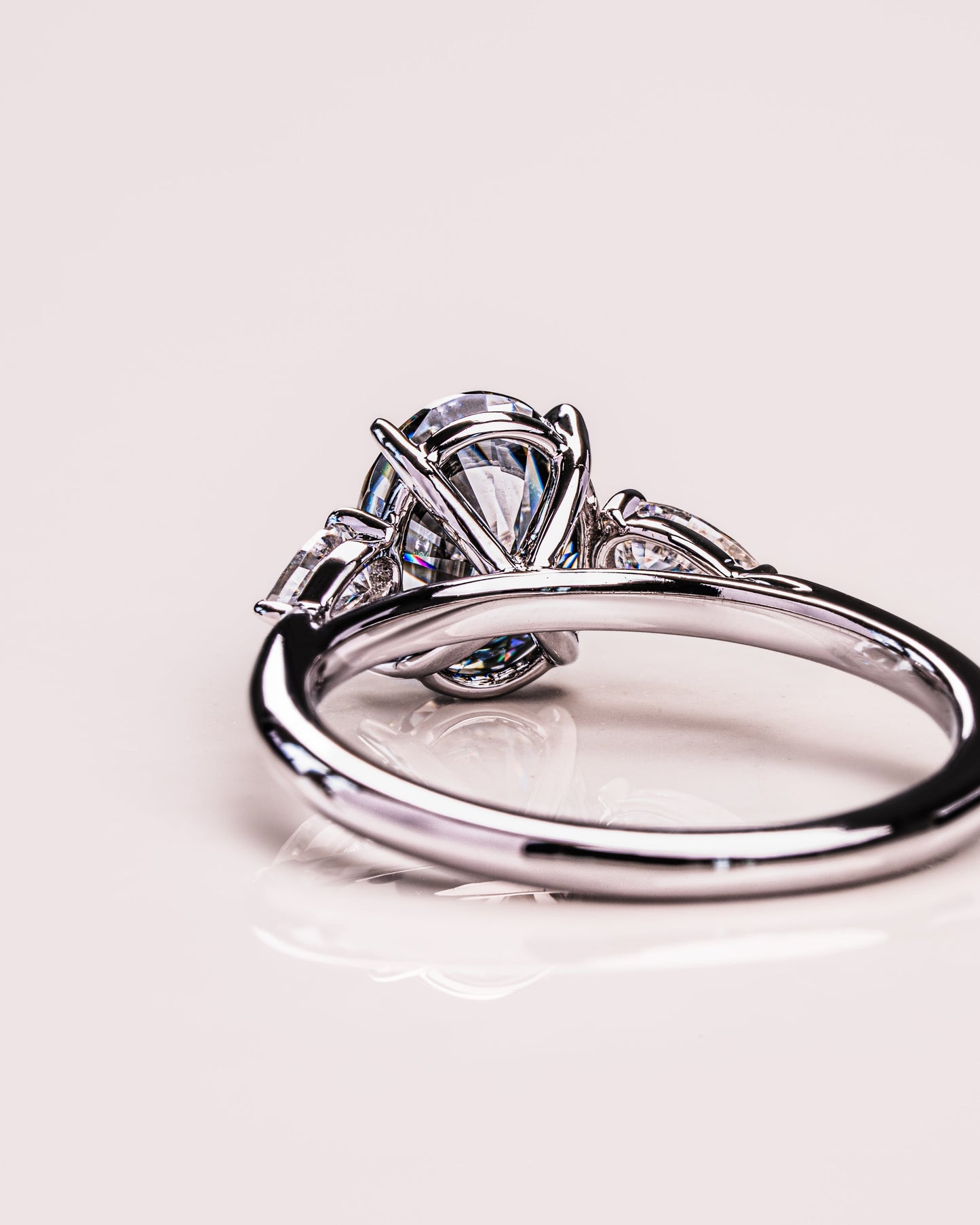 1.91 CT Oval Cut Three Stone Moissanite Engagement Ring