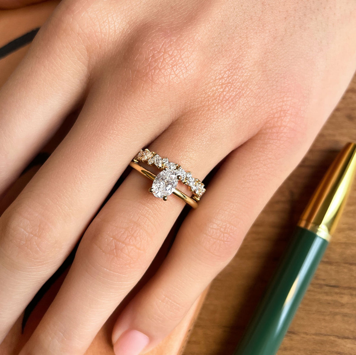 0.4 TCW Round & Marquise Cluster Lab Grown Diamond Wedding Band