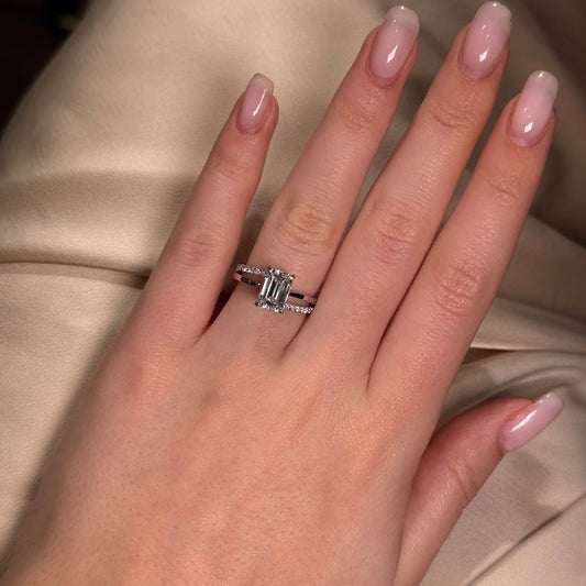 Bezel Emerald Lab Grown Diamond Engagement Ring: 2 CT