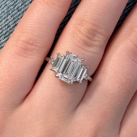Bezel Emerald Lab Grown Diamond Engagement Ring: 2 CT