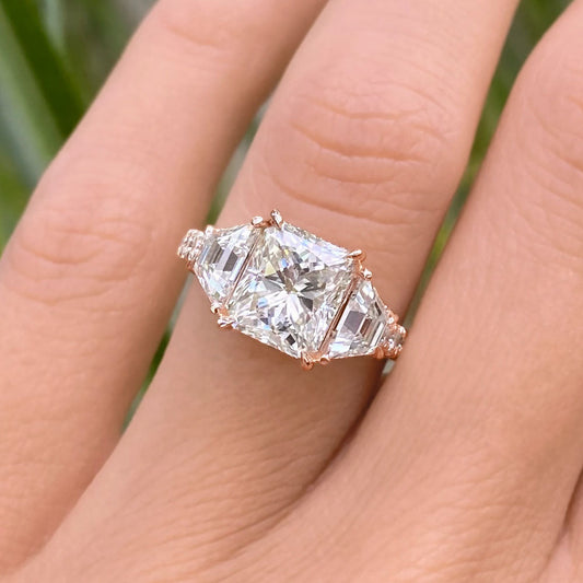 Bezel Emerald Lab Grown Diamond Engagement Ring: 2 CT