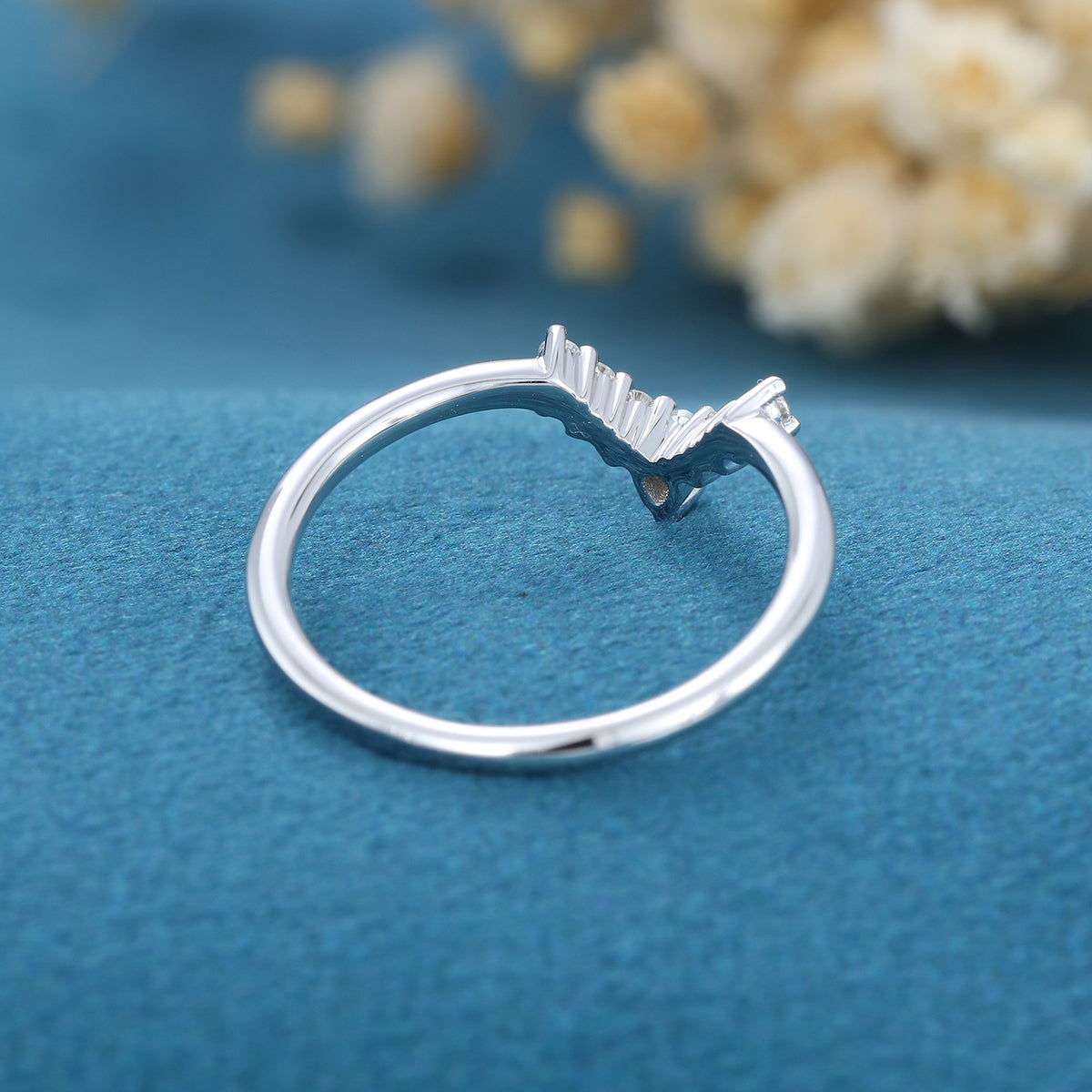 1.40 CT Pear & Round Shaped Moissanite Curved Wedding Band