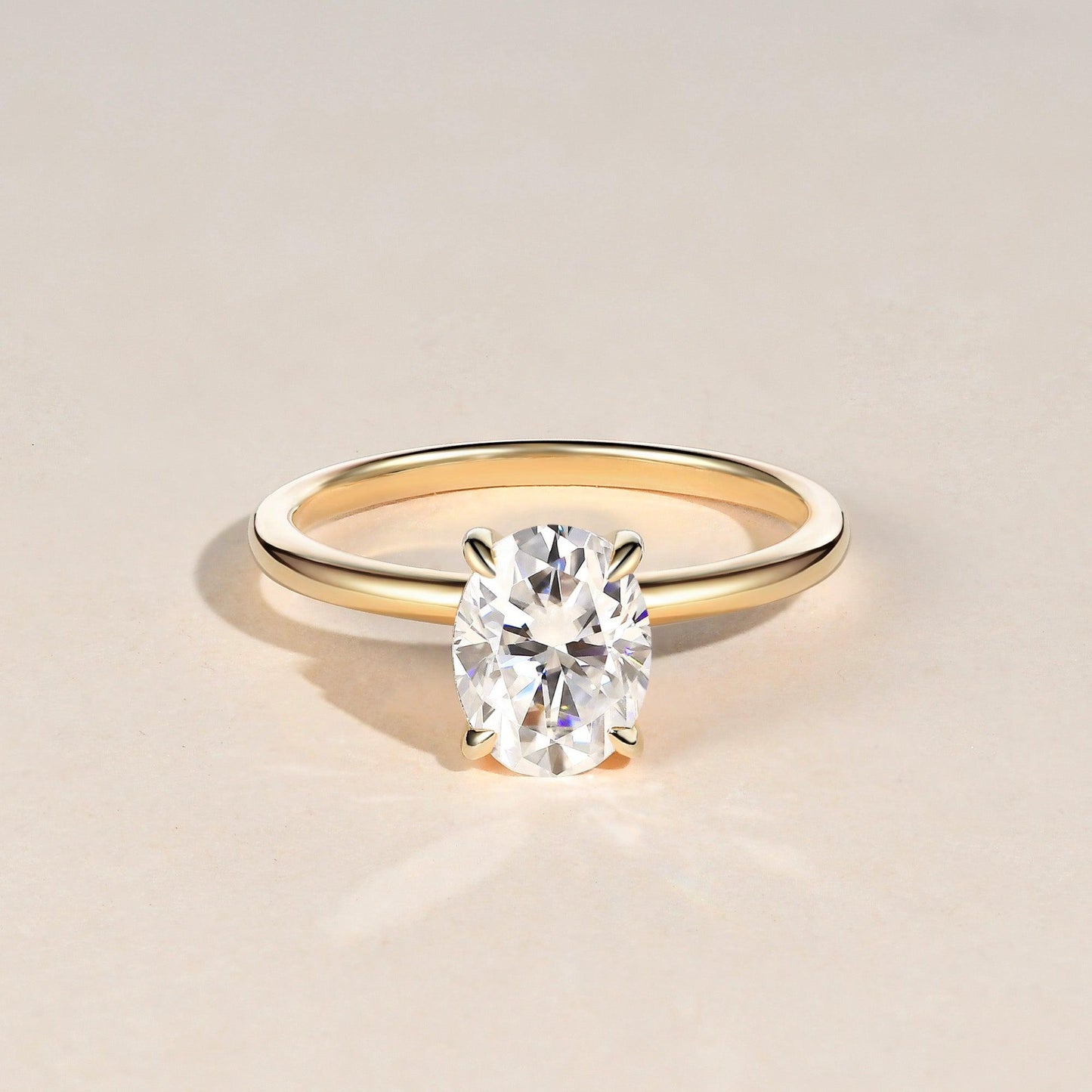 1.33 CT Oval Cut Solitaire Moissanite Engagement Ring