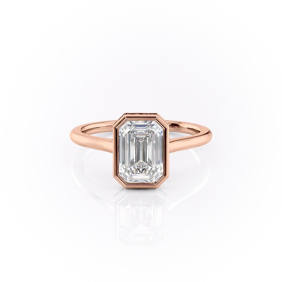 2.10 CT Emerald Cut Bezel Solitaire Moissanite Engagement Ring