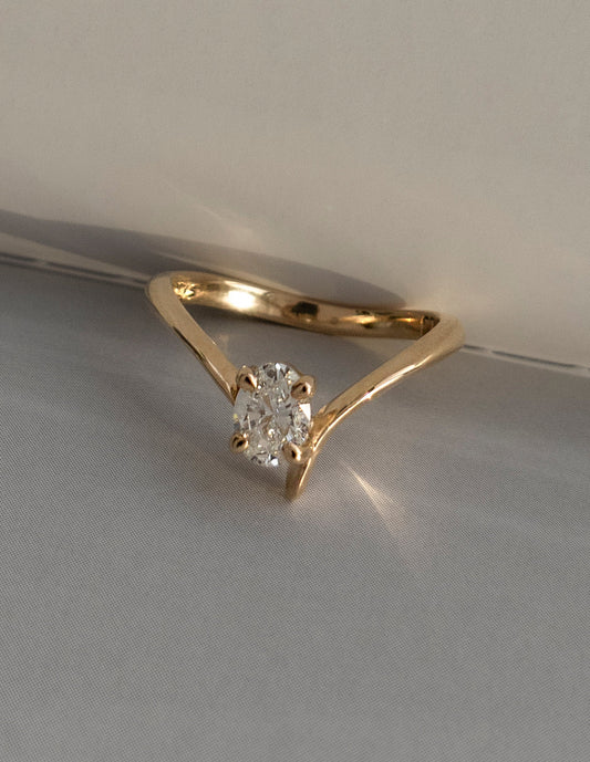 0.5 CT Oval Cut Lab Grown Diamond Solitaire Engagement Ring