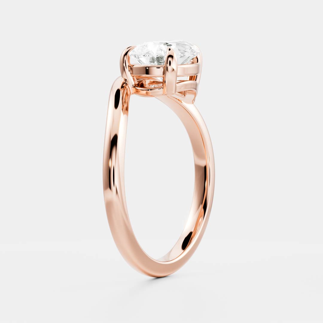 2 CT Pear: Wavy Solitaire Lab Grown Diamond Engagement Ring