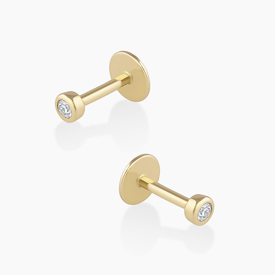 0.06 TCW Round Lab Grown Diamond Bezel Stud Earrings