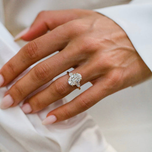 Oval Lab Grown Diamond Three Stone Engagement Ring