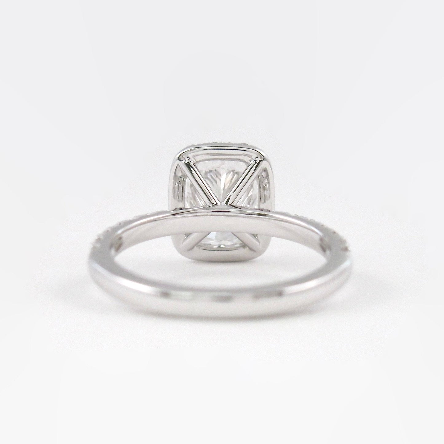 2.0 CT Elongated Cushion Halo Style Moissanite Engagement Ring