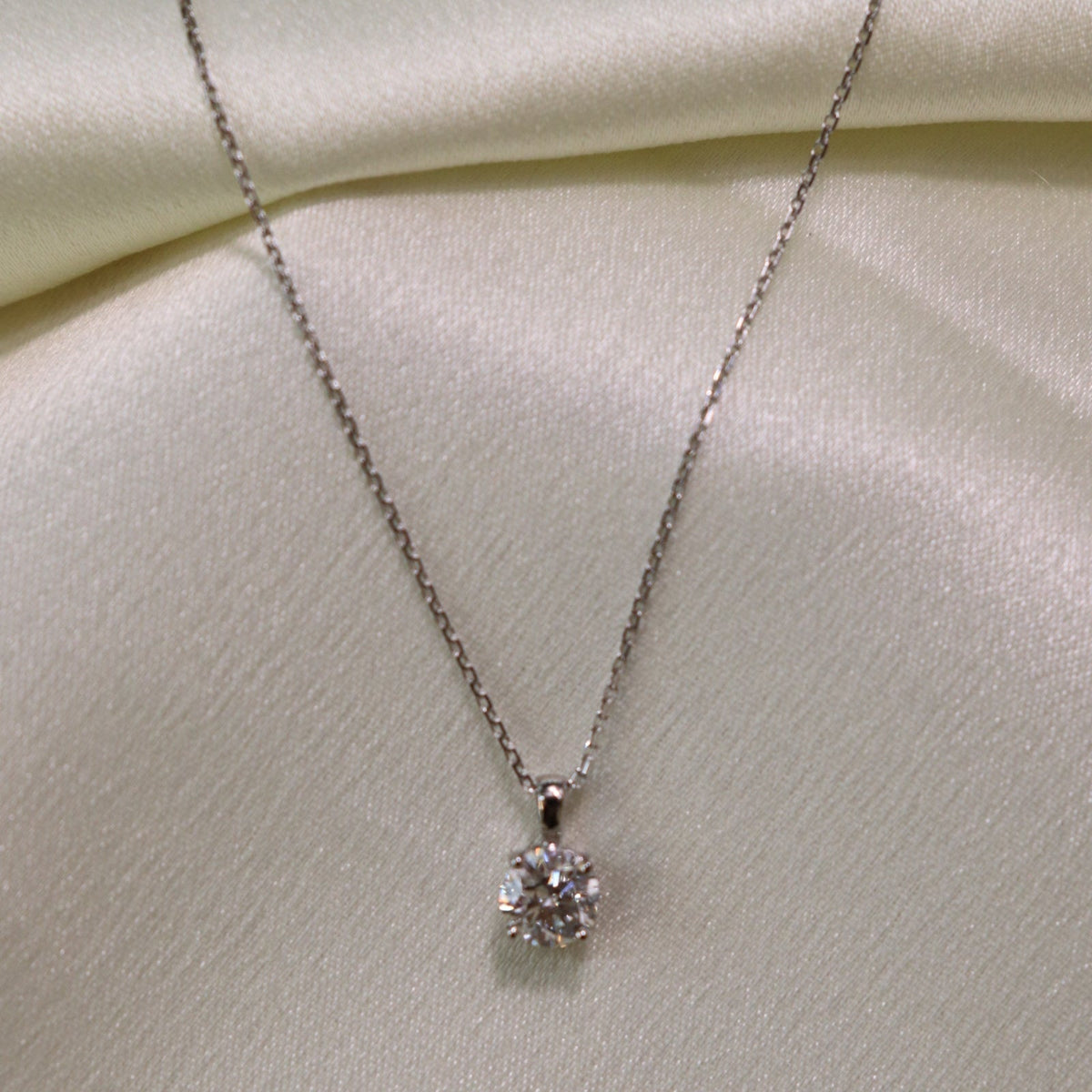 0.3 CT Round Cut Solitaire Moissanite Necklace
