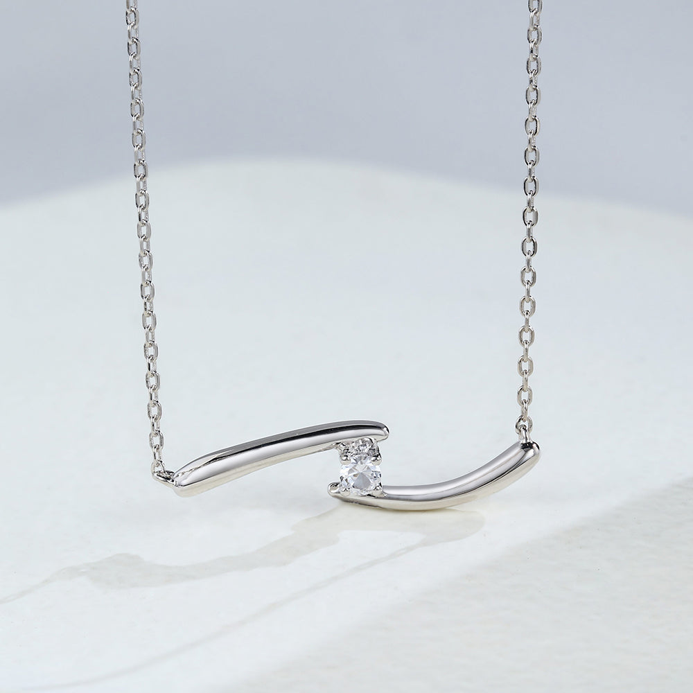 0.15 CT Round Lab Grown Diamond Swirl Solitaire Necklace