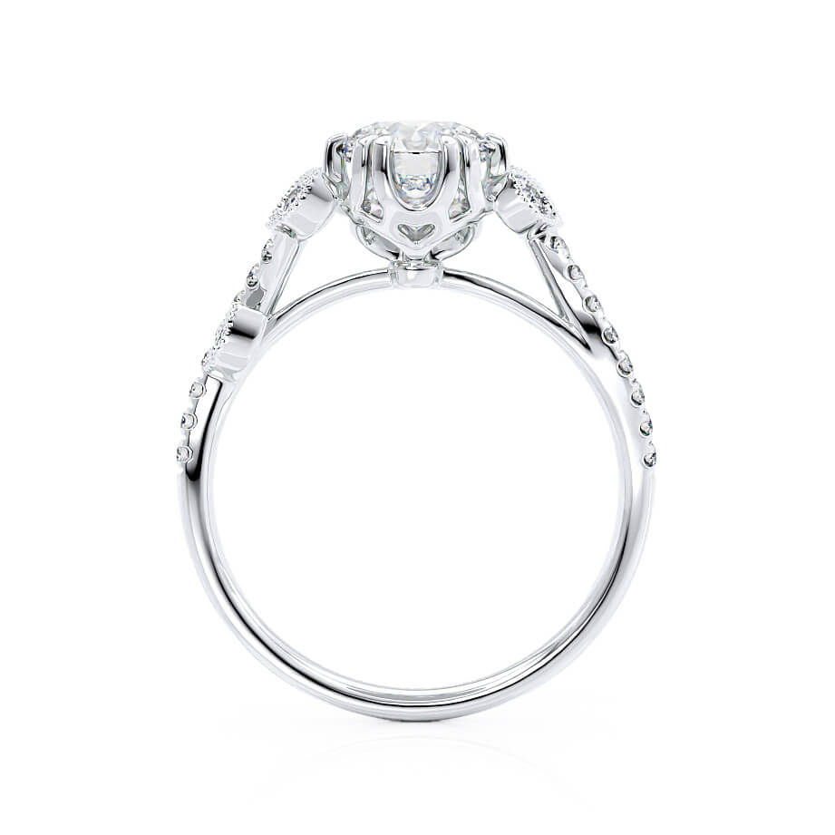 1.50 CT Round Shaped Moissanite Cluster Style Engagement Ring