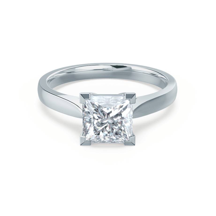 1.50 CT Princess Shaped Moissanite Solitaire Style Engagement Ring