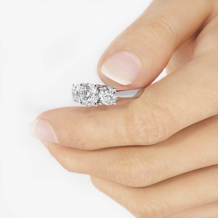 1.5 CT Round Shaped Moissanite Three Stone Engagement Ring