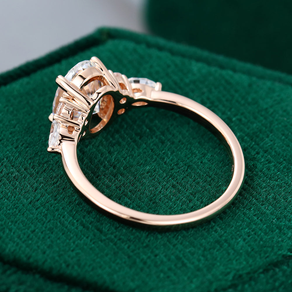 1.91 CT Oval Shaped Moissanite Cluster Engagement Ring