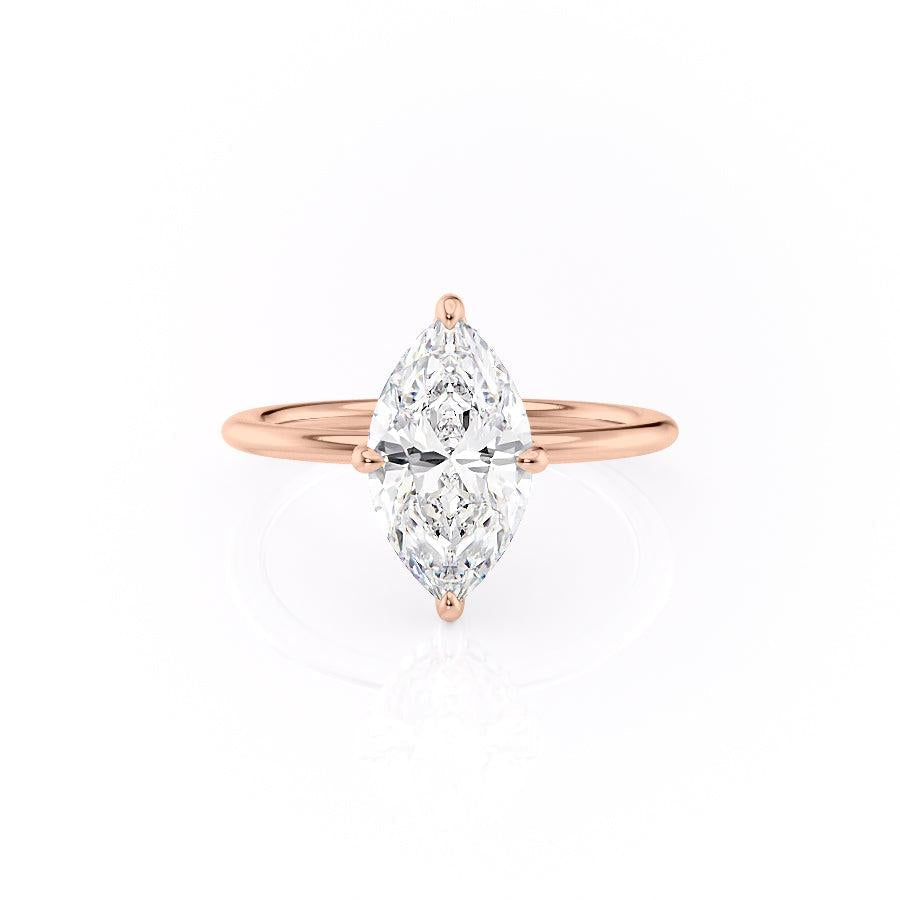 1.58 CT Marquise Cut Solitaire Hidden Halo Setting Moissanite Engagement Ring