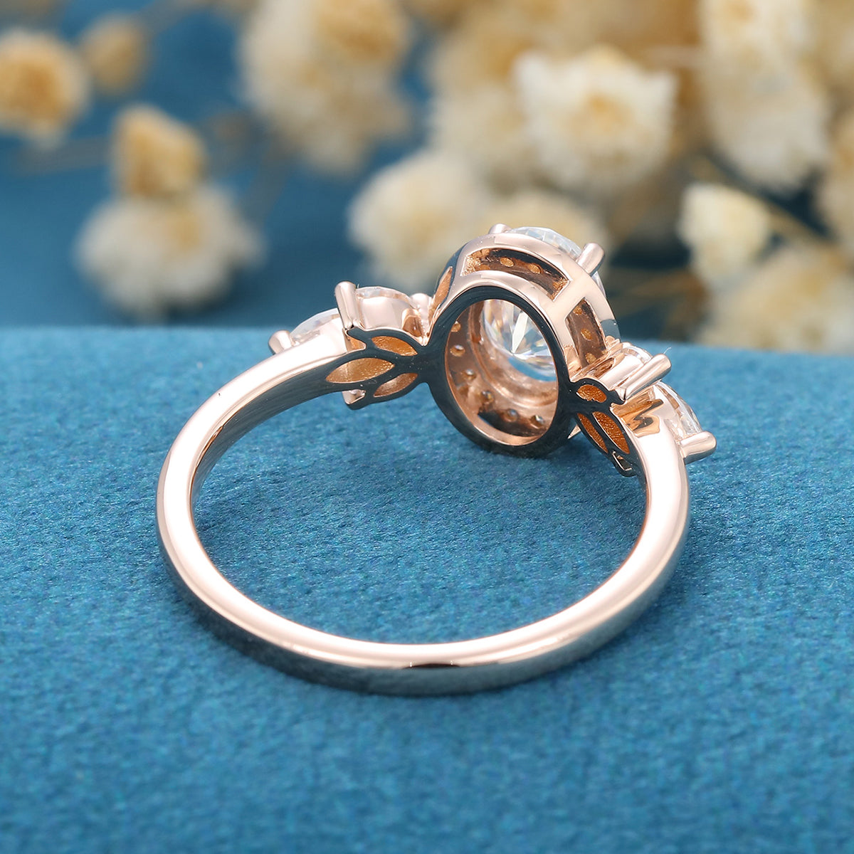 1.33 CT Oval Shaped Moissanite Halo Engagement Ring