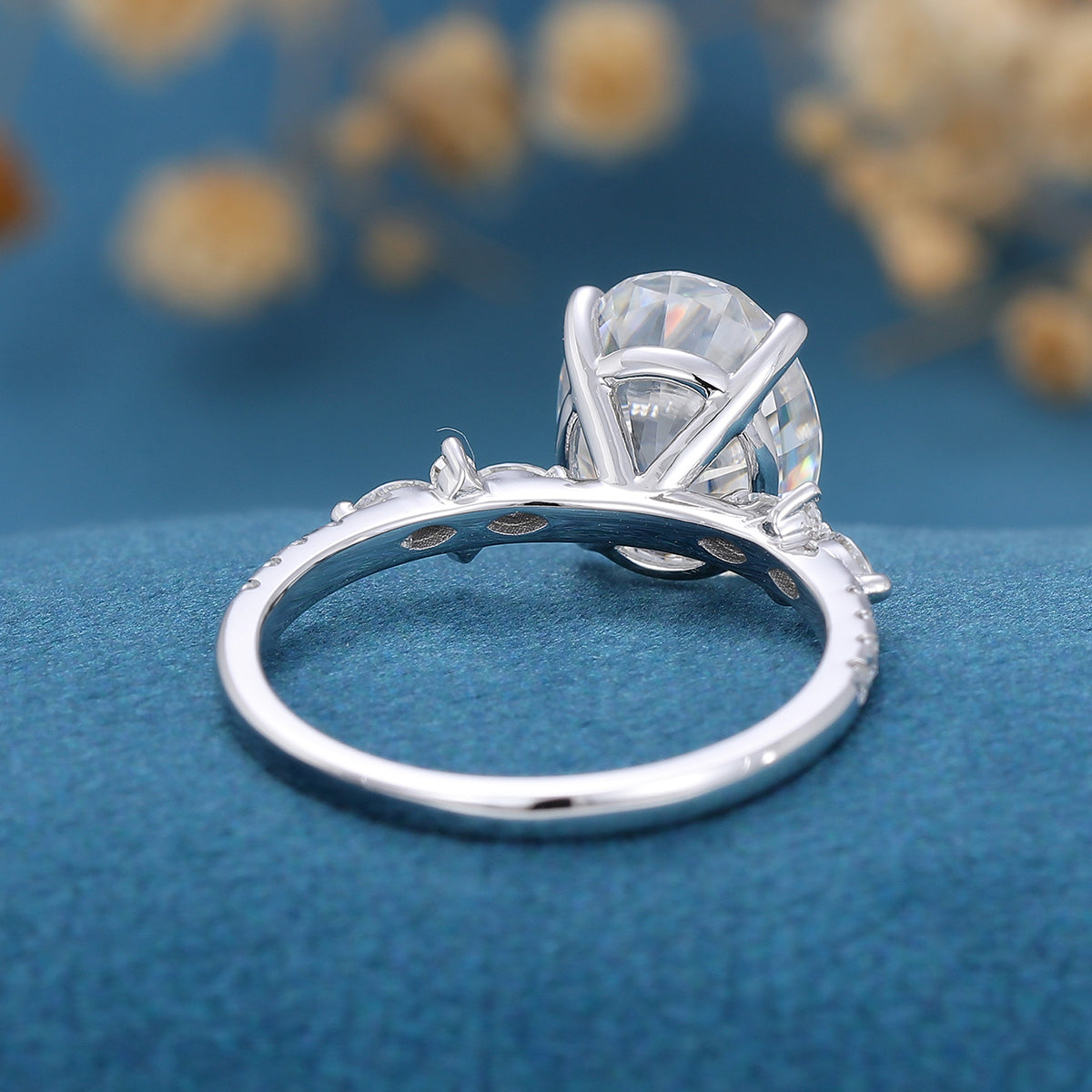 2.72 CT Oval Shaped Moissanite Solitaire Pave Engagement Ring