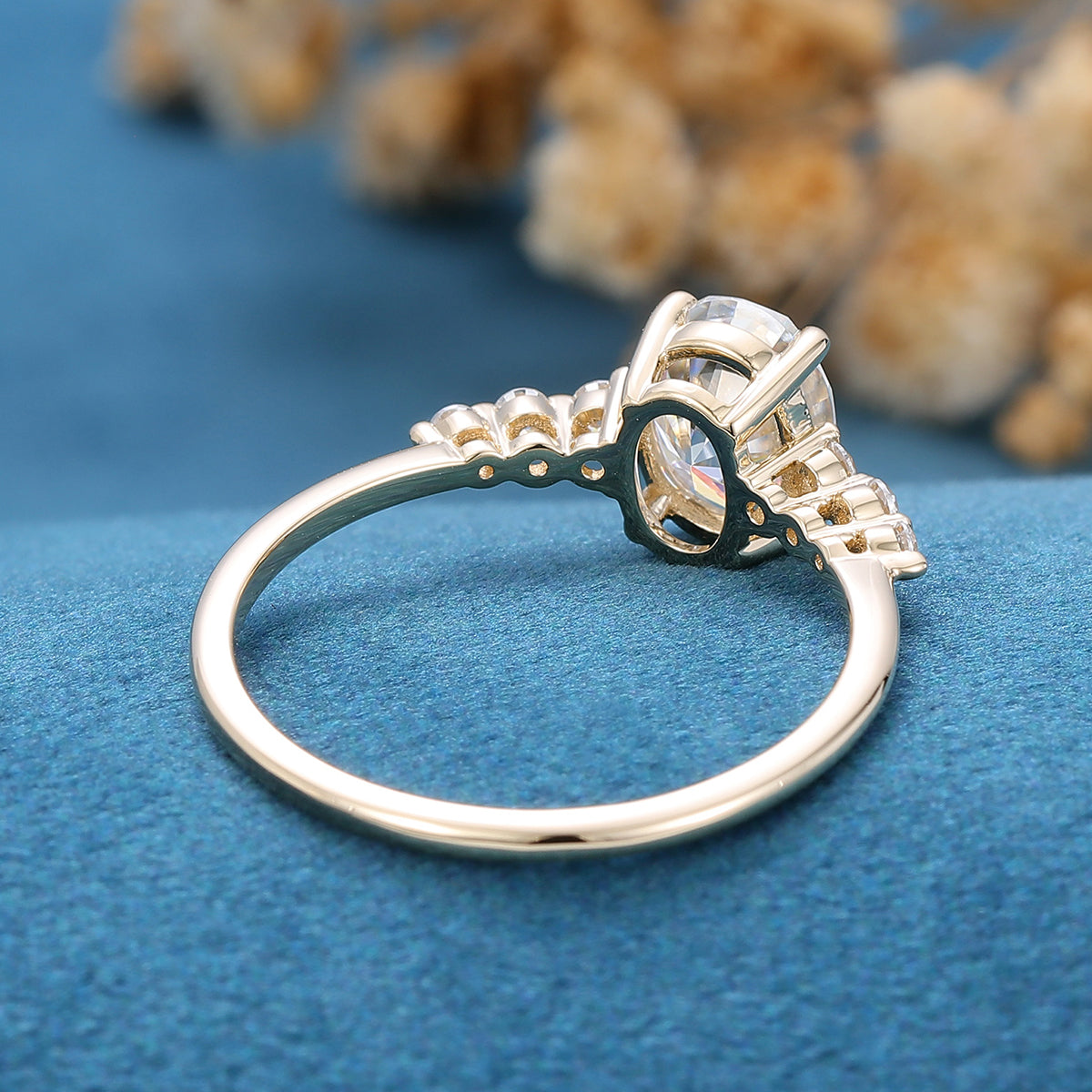 1.33 CT Oval Shaped Moissanite Solitaire Pave Engagement Ring