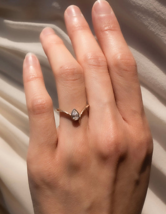 0.5 CT Pear Cut Lab Grown Diamond Solitaire Engagement Ring