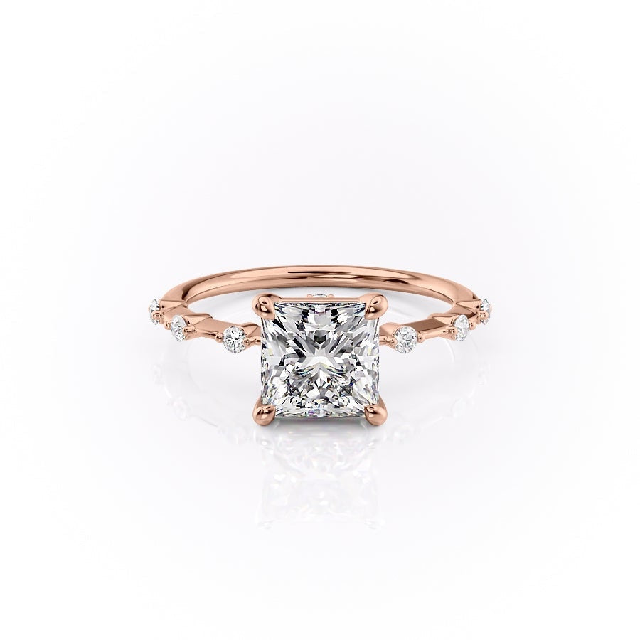 2.08 CT Princess Cut Solitaire Dainty Style Moissanite Engagement Ring