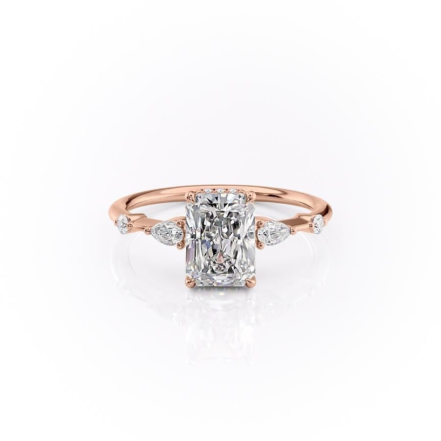 2.1 CT Radiant Cut 3 Stones Moissanite Engagement Ring