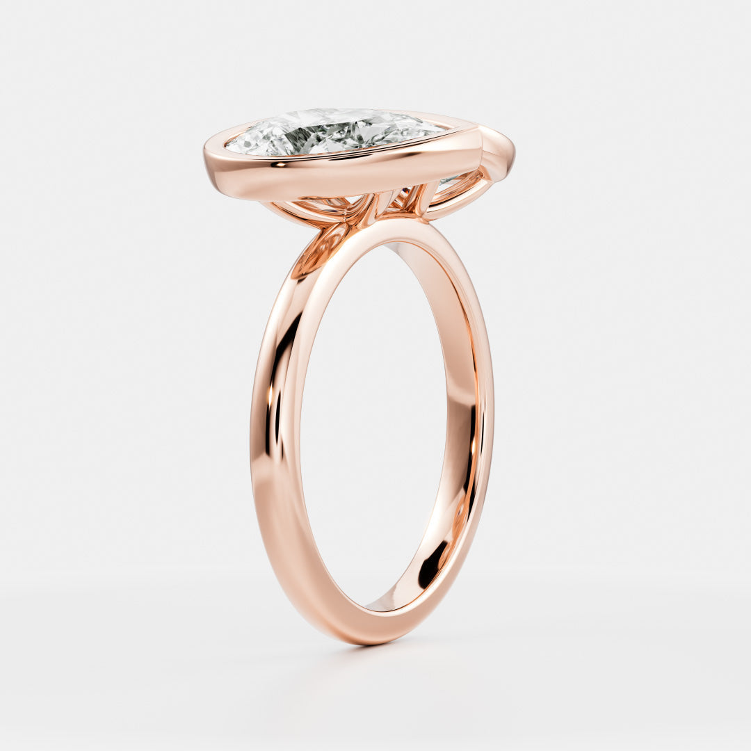 2.5 CT Elongated Cushion & Pear: Bezel Toi Et Moi Lab Grown Diamond Engagement Ring