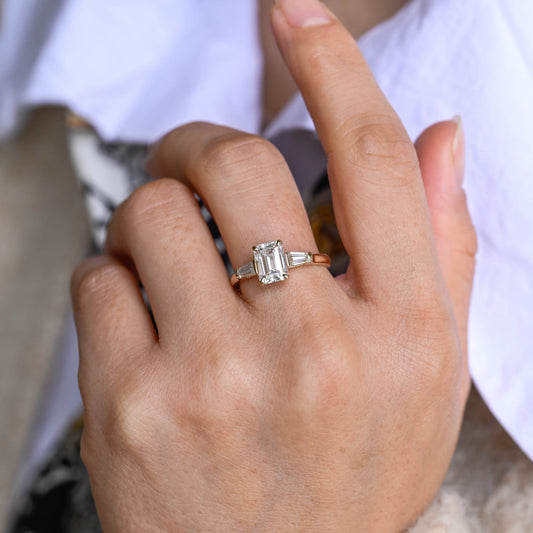 2 CT Emerald Pave Moissanite Engagement Ring