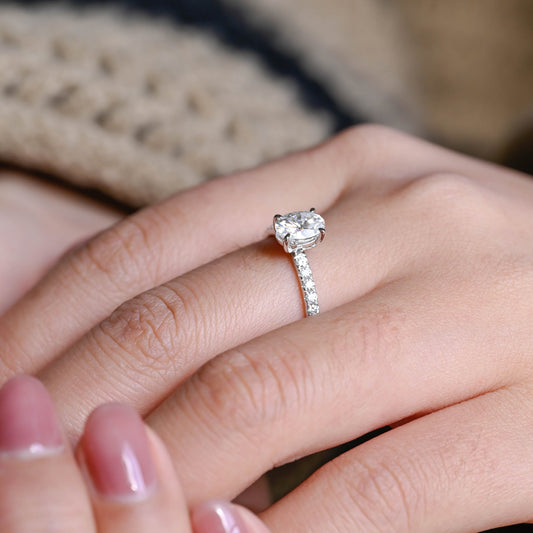 2 CT Emerald Pave Moissanite Engagement Ring