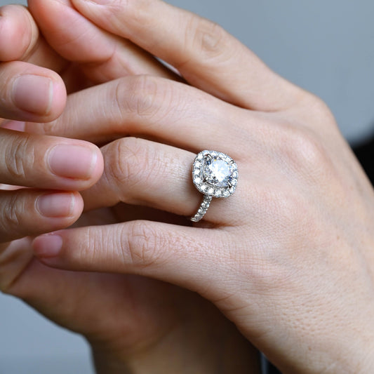 2 CT Emerald Pave Moissanite Engagement Ring
