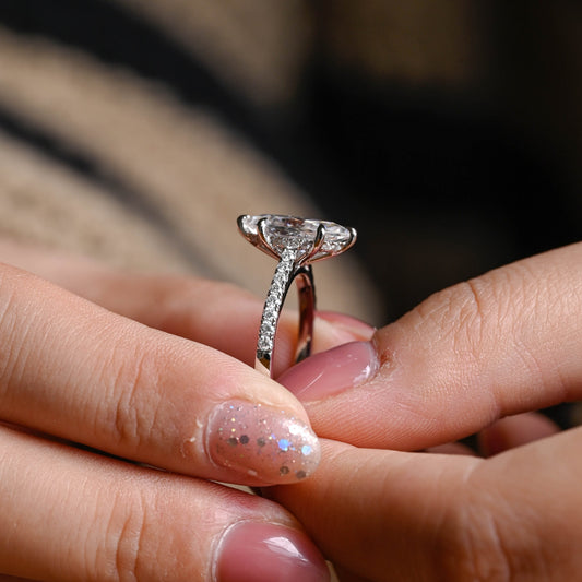 2 CT Emerald Pave Moissanite Engagement Ring
