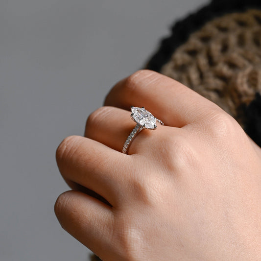 2 CT Emerald Pave Moissanite Engagement Ring