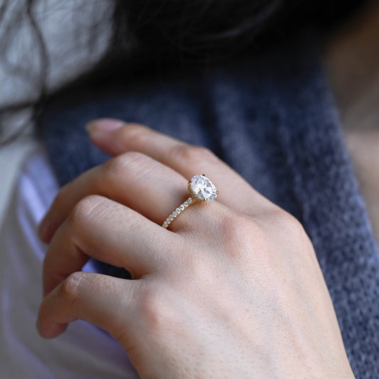 2 CT Emerald Pave Moissanite Engagement Ring
