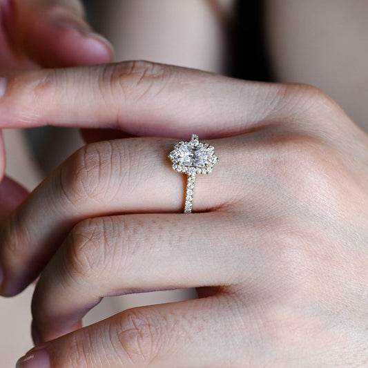 2 CT Emerald Pave Moissanite Engagement Ring
