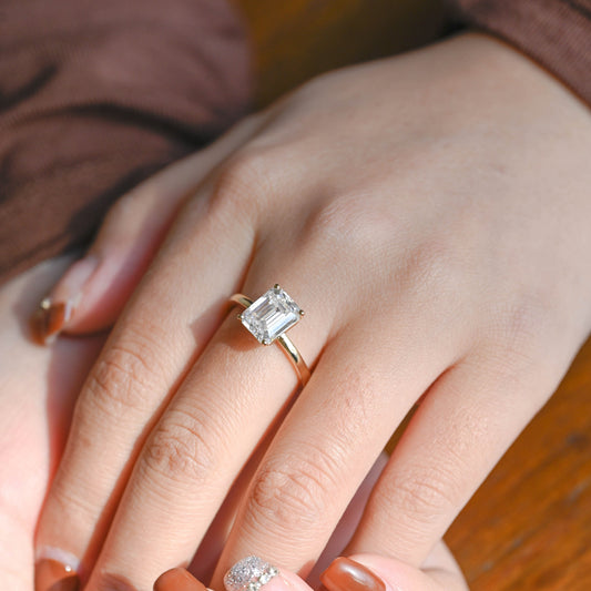 2 CT Emerald Pave Moissanite Engagement Ring