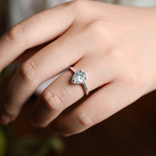 2 CT Emerald Pave Moissanite Engagement Ring