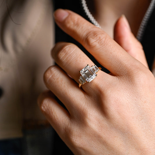 2 CT Emerald Pave Moissanite Engagement Ring