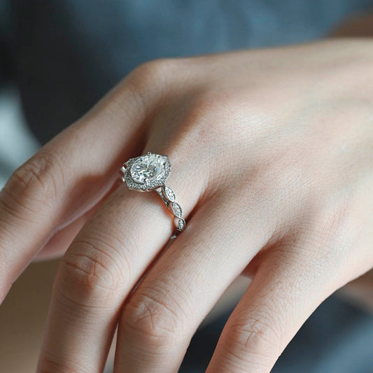 2 CT Emerald Pave Moissanite Engagement Ring