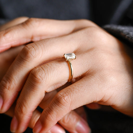 2 CT Emerald Pave Moissanite Engagement Ring