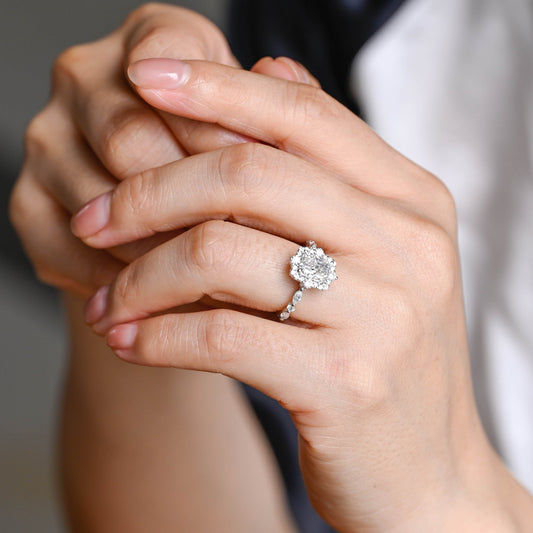 2 CT Emerald Pave Moissanite Engagement Ring