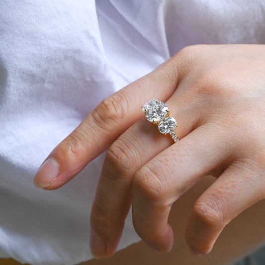 2 CT Emerald Pave Moissanite Engagement Ring