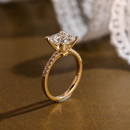 2 CT Emerald Pave Moissanite Engagement Ring